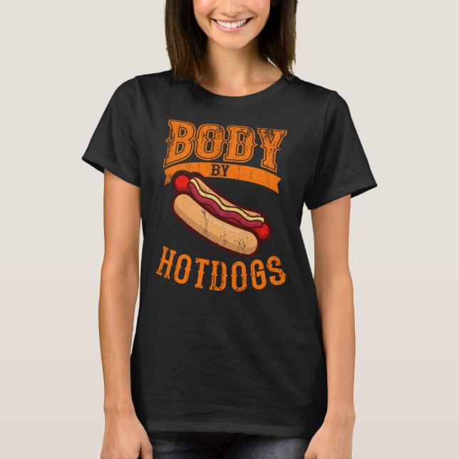 Kropp av Hotdog Hett Hund Eatera Tävling Hett Hund T Shirt (Framsida)