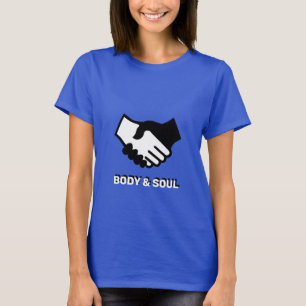 Kropp och själ händer i svart och vitt t shirt