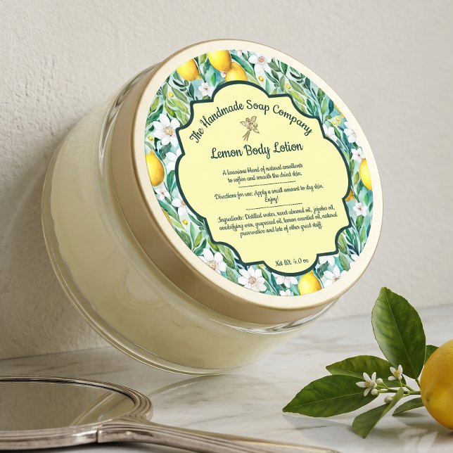 Kropp smör Citron Kosmetik Burk Etikett (Skapare uppladdad)