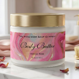 Kropp Smör Kosmetikburk Etikett Rosa Marmor & Guld