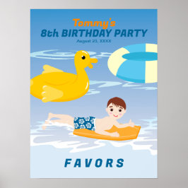 Kroppbräda pojke kul strand födelsedagsfest poster