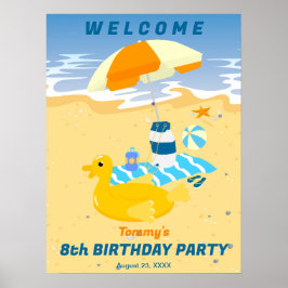 Kroppbrädejunge rolig strand födelsedagsfest poster