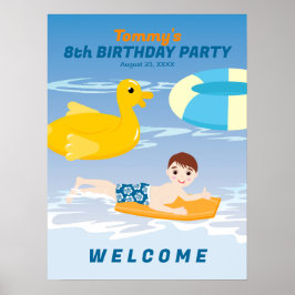Kroppbrädejunge rolig strand födelsedagsfest poster