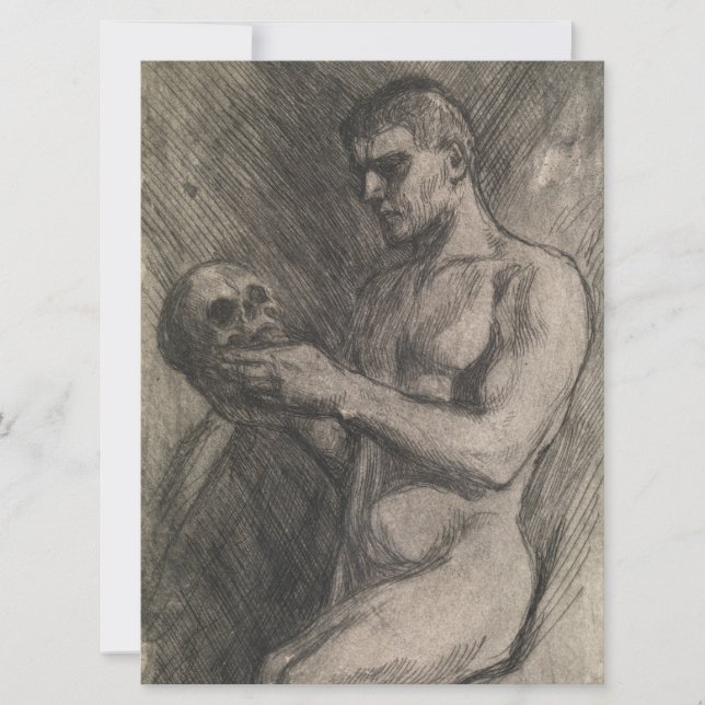 Kroppen av en man som håller en dödskalle (av Albe Kort (Framsida)