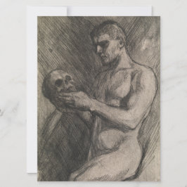 Kroppen av en man som håller en dödskalle (av Albe Kort