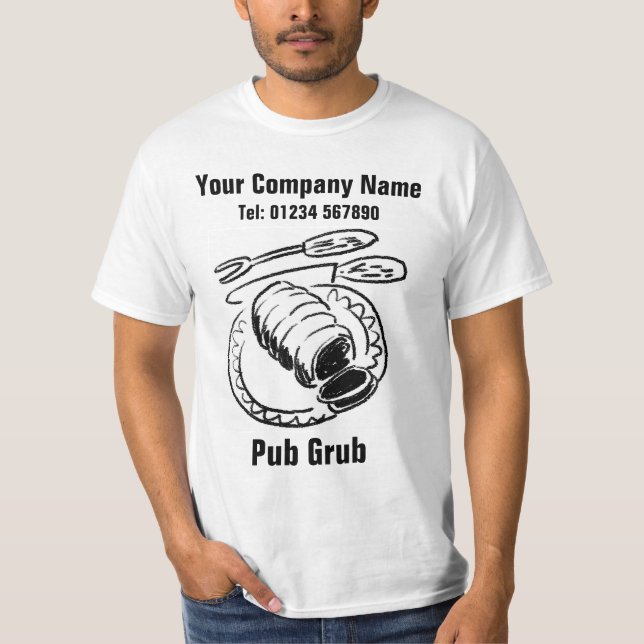 Kroppersonal som serverar mat eller pubgrub t shirt (Framsida)