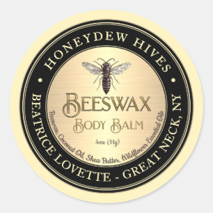 Kroppsbalm etikett Queen Bee Metallic Guld and Bla
