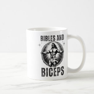 Kroppsbyggande Jesus Fitness Biblar Och Biceps Rol Kaffemugg