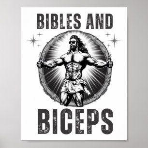 Kroppsbyggande Jesus Fitness Biblar Och Biceps Rol Poster
