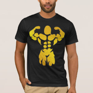 Kroppsbyggare Guld Folie T Shirt