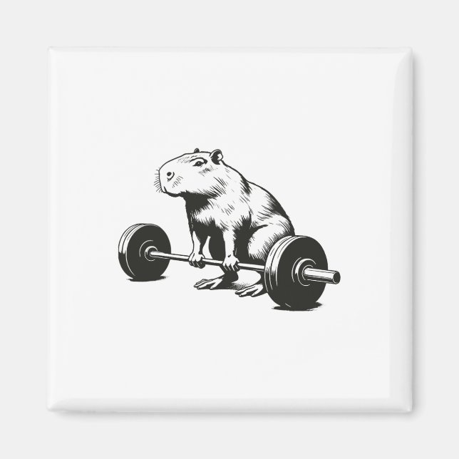 Kroppsbyggarpresenter Capybara Viktlyftning Rolig  Magnet (Framsidan)
