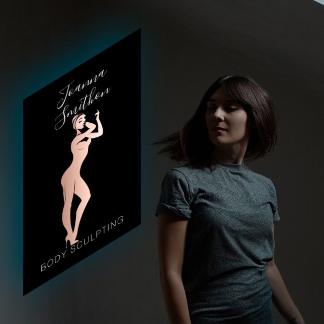 Kroppsformskulptering QR-Logotyp, svart Ro Visitkort (Body Shape Sculpting QR Code Logo Black Rose Business Card)