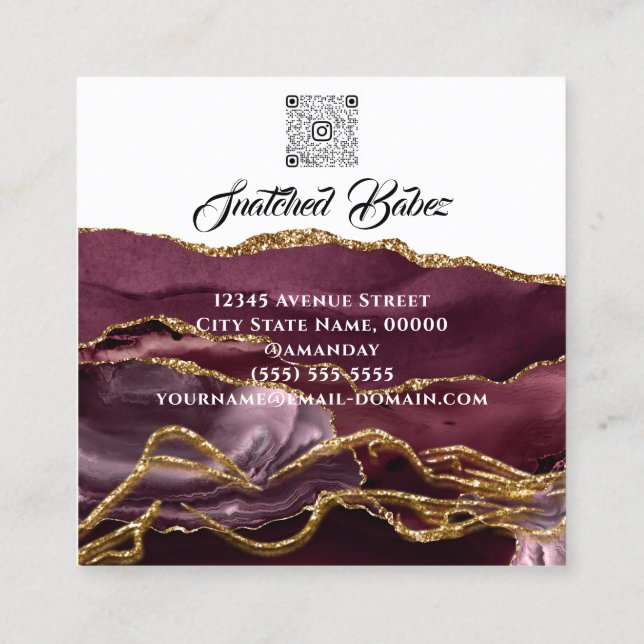 Kroppsmassage Logotyp Sculpting Glitter Guld QRCOD Fyrkantigt Visitkort (Baksida)