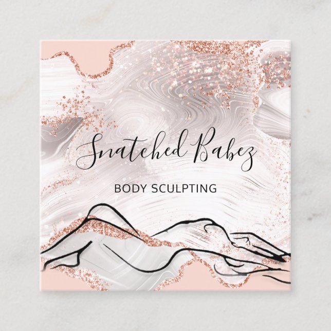 Kroppsmassage Logotyp Sculpting SPA Marble QRCODE Fyrkantigt Visitkort (Framsida)