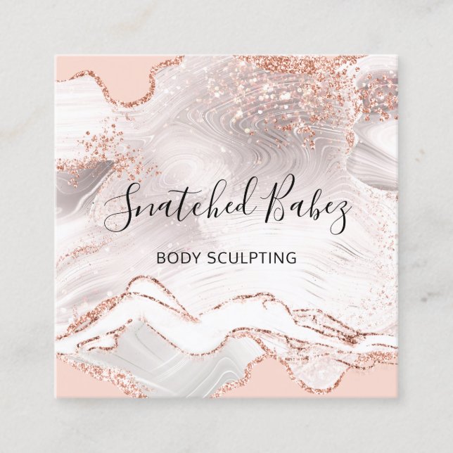 Kroppsmassage Logotyp Sculpting SPA Marble QRCODE  Fyrkantigt Visitkort (Framsida)