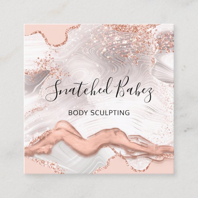 Kroppsmassage Logotyp Sculpting SPA Marble QRCODE  Fyrkantigt Visitkort (Framsida)