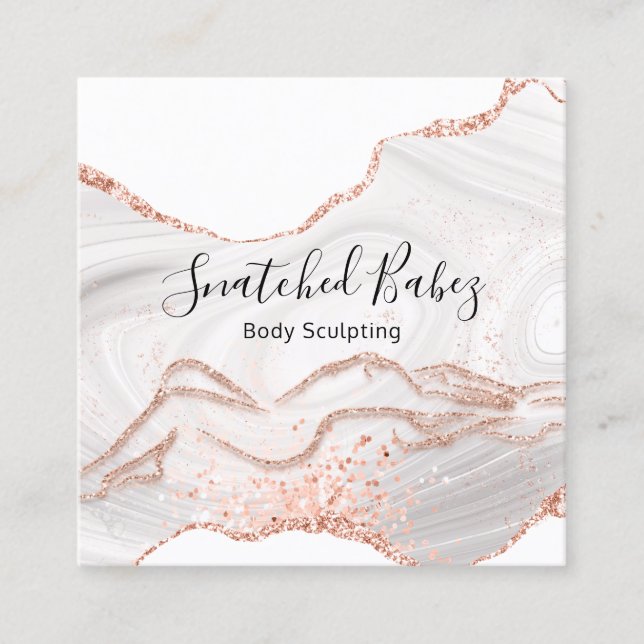 Kroppsmassage Logotyp skulptering Marble White QRC Fyrkantigt Visitkort (Framsida)