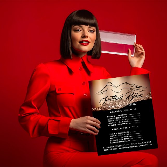 Kroppsmodellering Byggnad SPA Logotyp Rosa Prislis Flygblad (Body Sculpting Building SPA Logo Rose Price List Flyer)