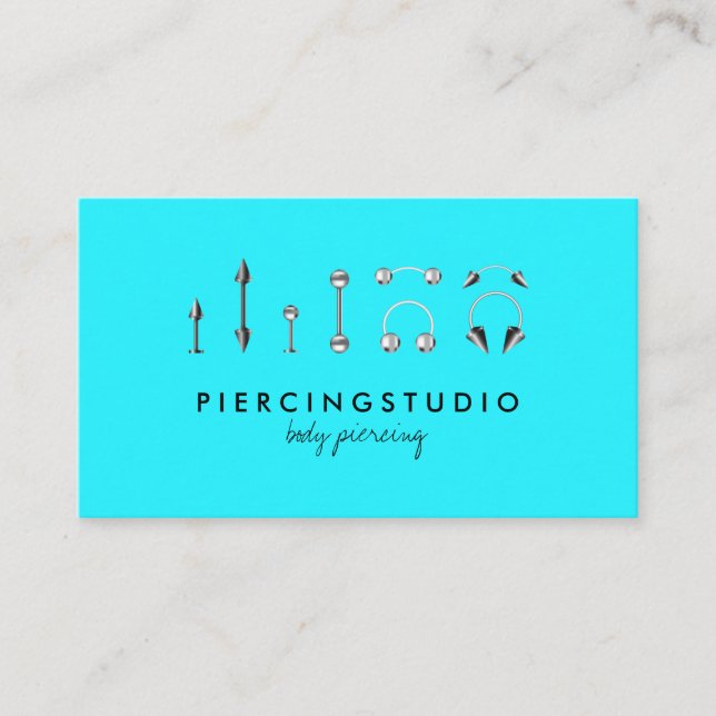 Kroppspiercing Tatuering Teal Visitkort (Framsida)