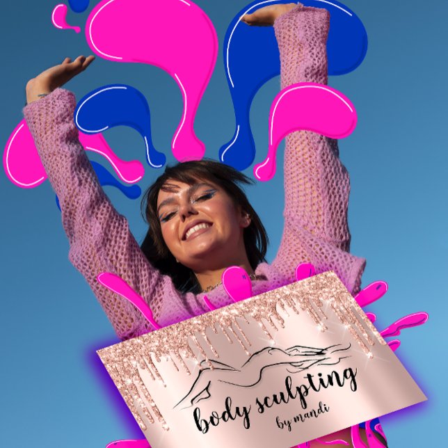 Kroppsskruvar Glitter-drivrutiner för skönhetsvård Visitkort (Body Sclupting Beauty Logo Glitter Drips Business Card)