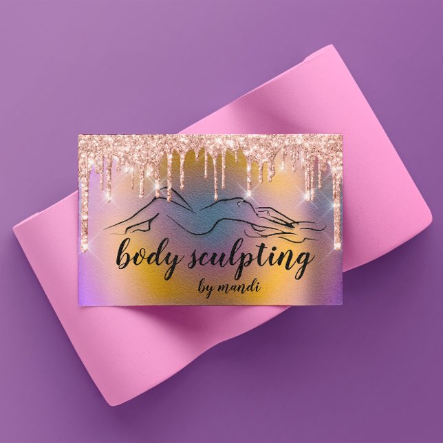 Kroppsskruvmejsel, Logotyp Glitter Drips Holograph Visitkort (Body Sclupting Beauty Logo Glitter Drips Holograph Business Card)