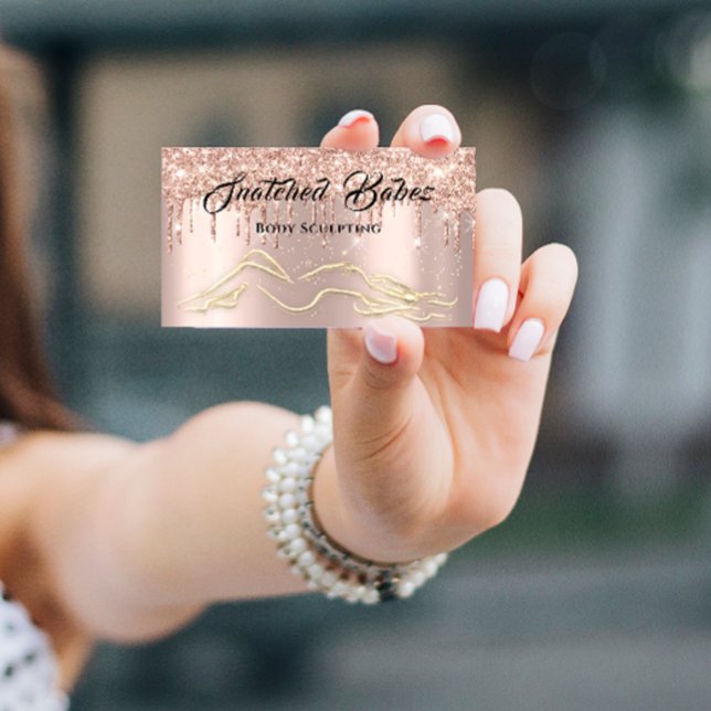 Kroppsskulptering av Logotyp för barlastmassage Dr Visitkort (Body Sculpting Beauty Logo Massage Drips Rose Gold Business Card)