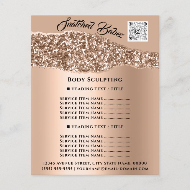 Kroppsskulptering av skönhetshår Salon QR-LOGOTYP, Flygblad (Framsidan)