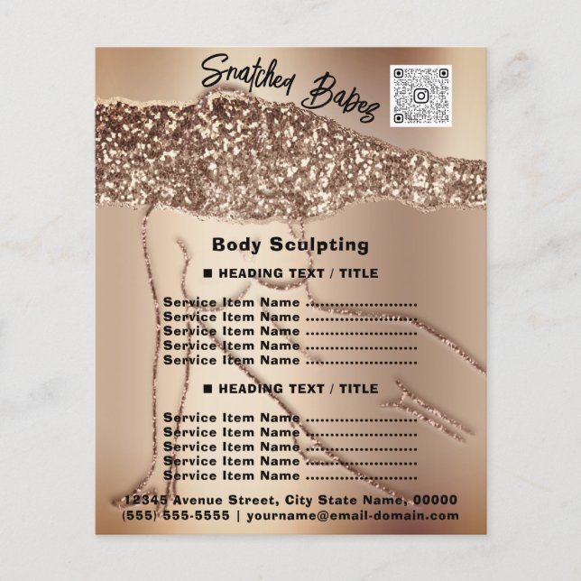 Kroppsskulptering Beauty Hair Salon QR LOGOTYP Gli Flygblad (Framsidan)