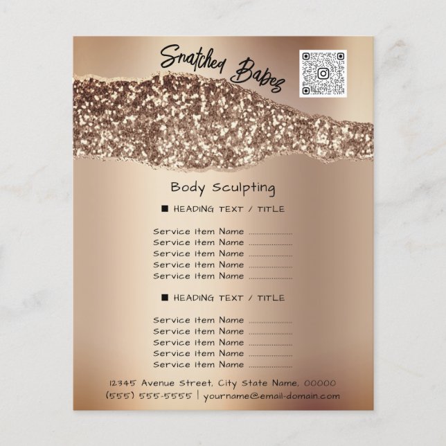 Kroppsskulptering Beauty Hair Salon QR LOGOTYP Ro Flygblad (Framsidan)