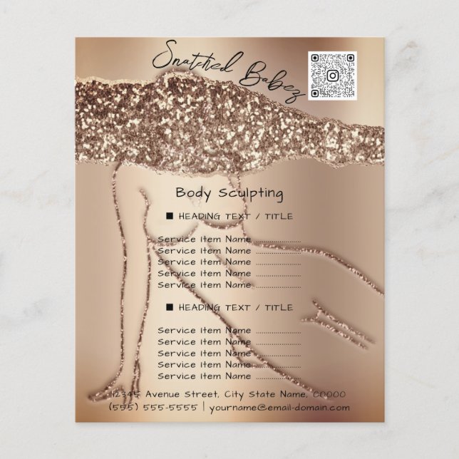 Kroppsskulptering Beauty Hair Salon QR LOGOTYP Ro Flygblad (Framsidan)