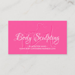 Kroppsskulptering genom kvinnans hud under rosa visitkort