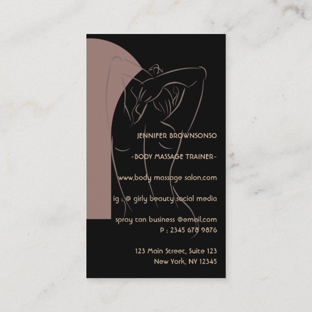 Kroppsskulptur Konturering Spray Tan Salong logoty Visitkort (Baksida)