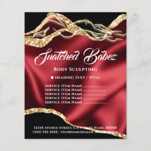 Kroppsvård SPA Skulptur Logo Guld Prislista Röd Flygblad