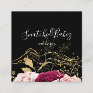 Kroppsvårdsskulptering QRCODE Black Guld Flower Ro Fyrkantigt Visitkort