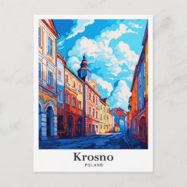 Krosno Polen Vintage resor Potrait Illustration Vykort