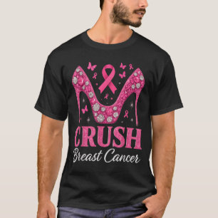 Krossa Bröst Bling nk Band Hög Häl Cancer T Shirt