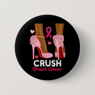 Krossa bröstcancer i oktober Bära Rosa Black Knapp