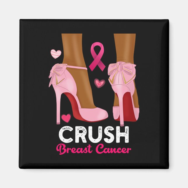 Krossa bröstcancer i oktober Bära Rosa Black Magnet (Framsidan)