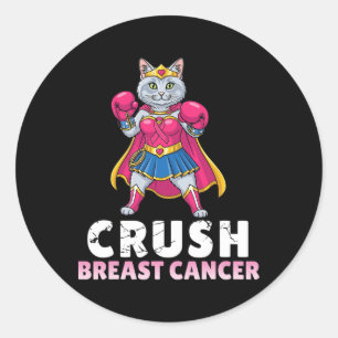 Krossa bröstcancer med turkiskt angora katt Warrio Runt Klistermärke