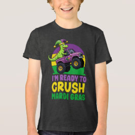 Krossa Mardi Gras Monster Truck Dinosaur t rex Bar Shirt