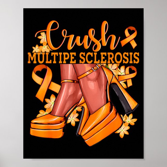 Krossa Multipel Skleros Bling Orange Band Medveten Poster (Framsidan)