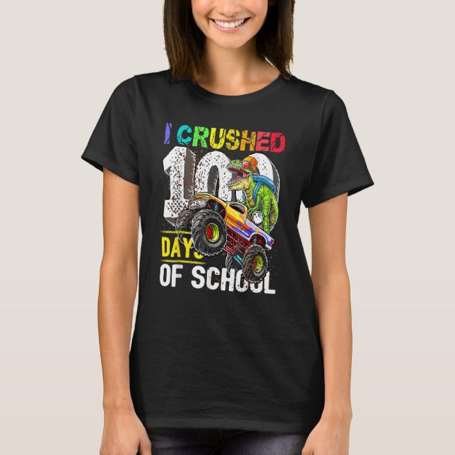 Krossad 100 dagar av skoldoktor Monster Lastbil T Shirt (Framsida)