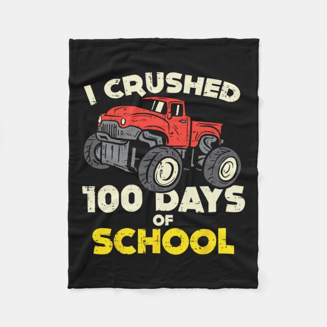 Krossad 100-dagars skolmonstertruck 100:e dag Bo Fleecefilt (Framsidan)