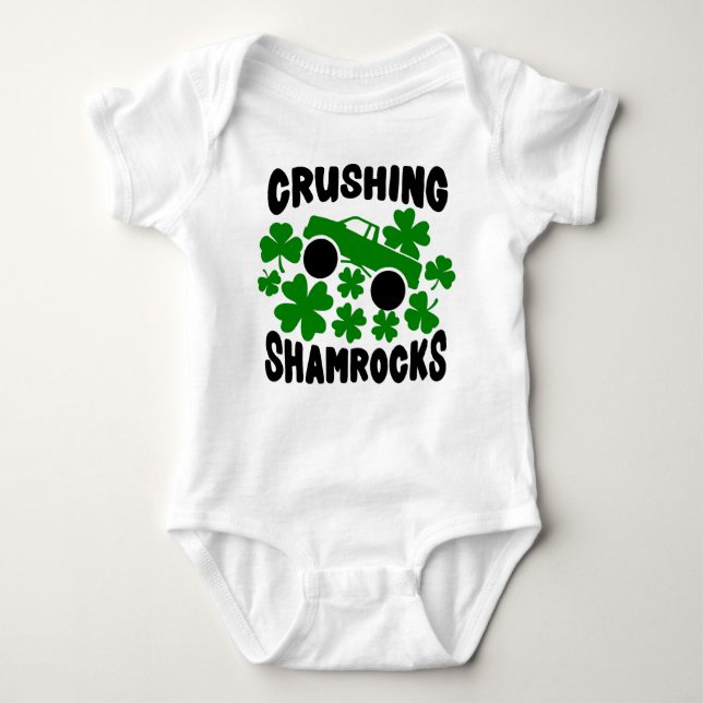Krossande Shamrocks St. Patrick's Day MonsterTruck T Shirt (Framsida)
