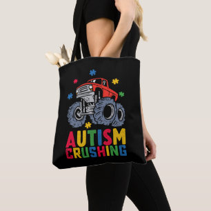 Krossar Autism Monster Truck Medvetenhet Pojke Fli Tygkasse