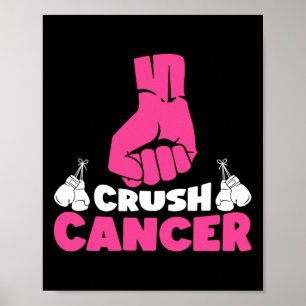 Krosscancer Boxing Rosa Ribbon Breast Cancer Awar Poster