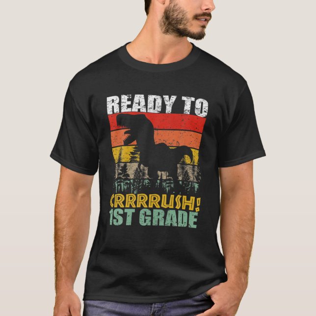 Krossning av 1:a Klass Back to school T Rex Dinosa Shirt (Framsida)