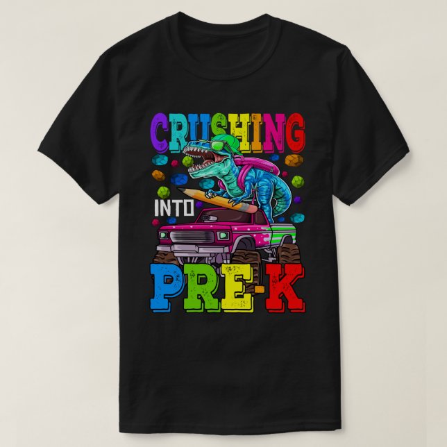 Krossning i förK-monster Lastbil Dinosaur T Rex Shirt (Design framsida)