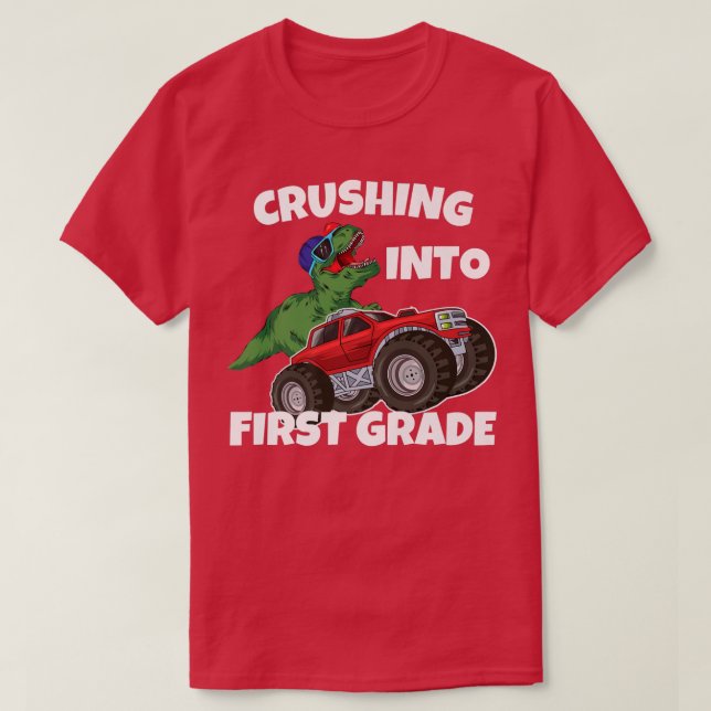 Krossning i första Klass Monster Lastbil Dinosaur  T Shirt (Design framsida)