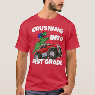Krossning i första Klass Monster Lastbil Dinosaur T Shirt